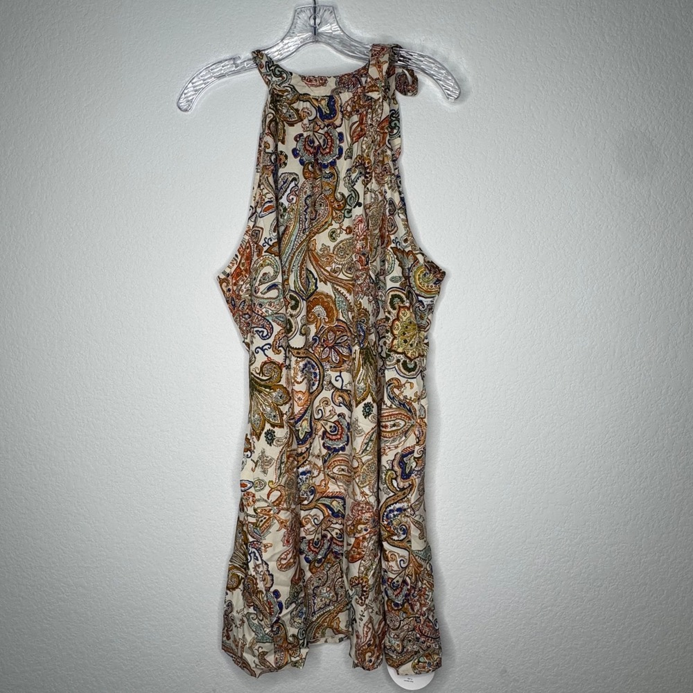 SHEIN VACAY Womens 1XL Paisley‎ Halter Neck Multi Color Tie Shoulder Dress Boho